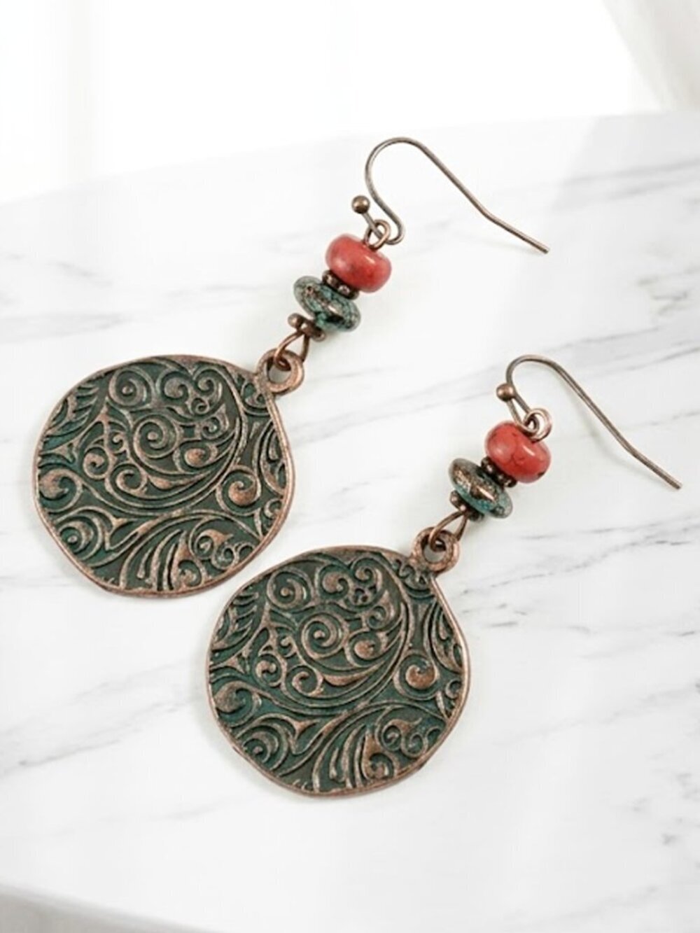 Beaded Vintage Blue Dangle Earrings